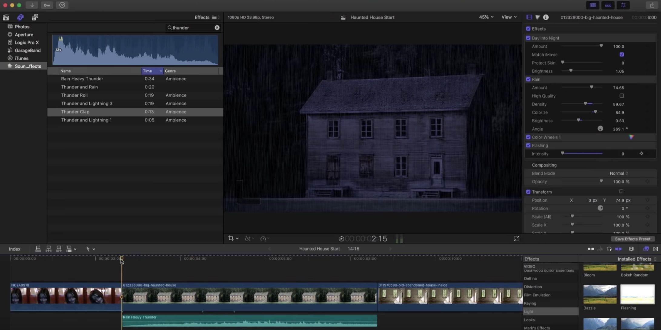 Creating a Dark and Stormy Night in Final Cut Pro X 1