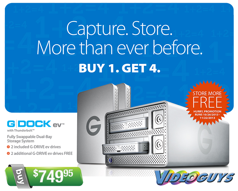 Buy 1 G-DOCK ev with Thunderbolt and Get 2 additional G-DRIVE ev FREE 15