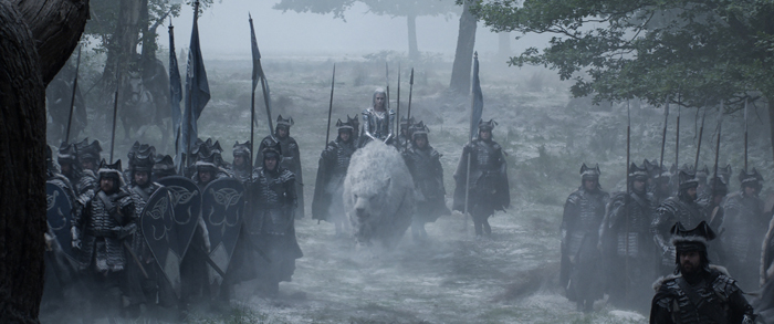 (Center) EMILY BLUNT as Ice Queen Freya assembles an army in the story that came before Snow White: The Huntsman: Winter’s War. Chris Hemsworth and Oscar® winner Charlize Theron return to their roles from Snow White and the Huntsman, joined by Blunt and Jessica Chastain.