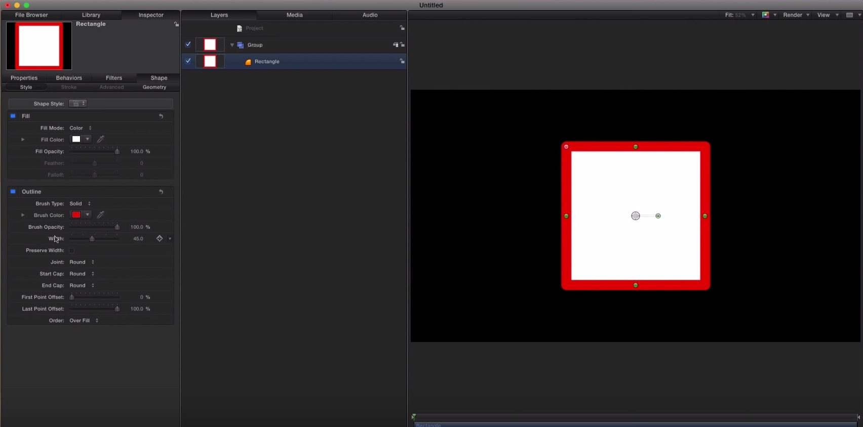 Publishing a shape from Motion to Final Cut Pro X 4