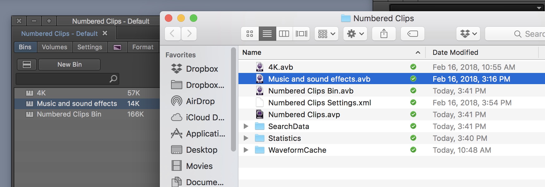 Adobe Premiere Pro reveal file bin finder