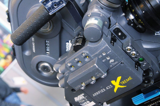 Closeup of the control panel on an Arriflex 435 Extreme 35mm film camera.