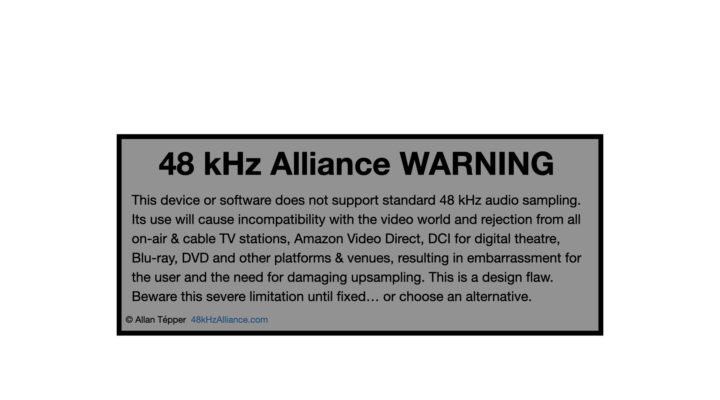 48 kHz Alliance Warning label is born 1