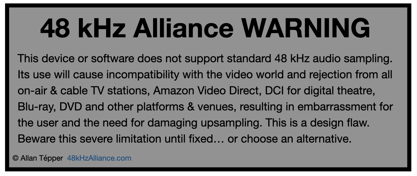 48 kHz Alliance Warning label is born 3