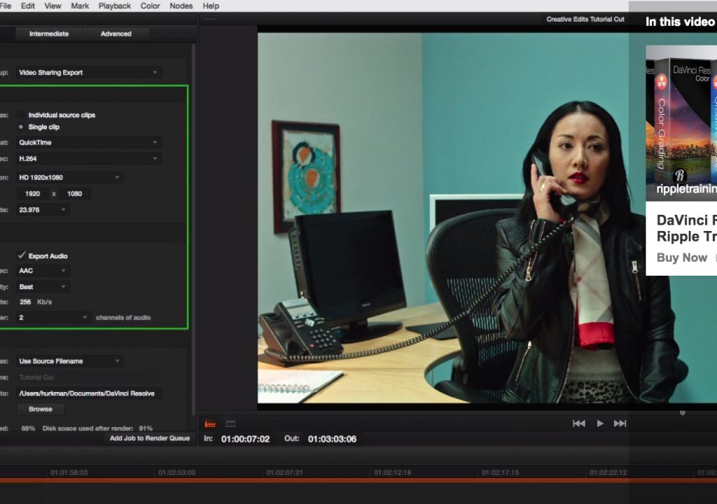 Exporting H.264 from Davinci Resolve 11 1