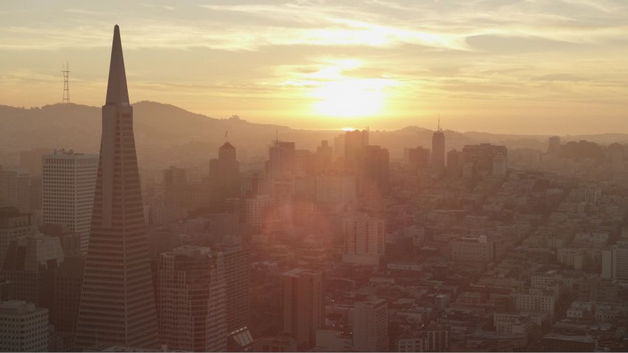 San Francisco at sunset.