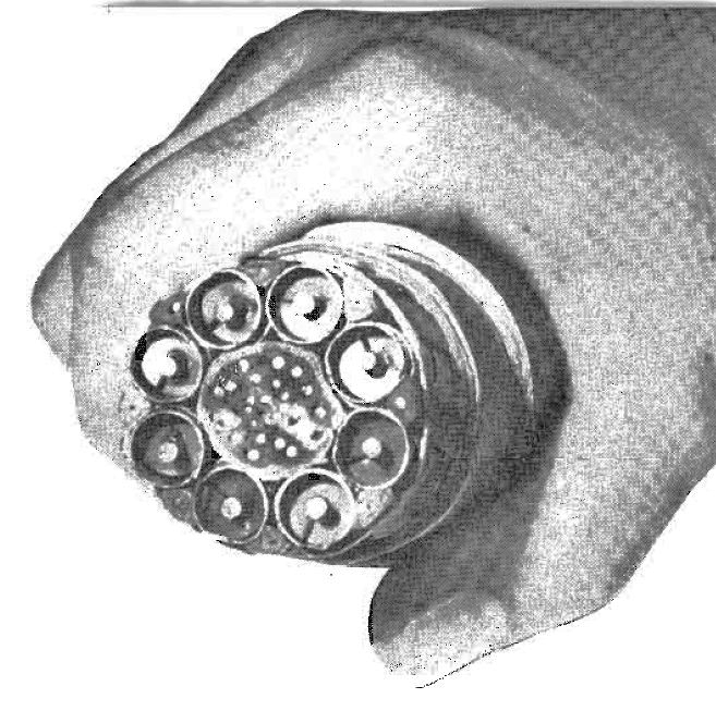 AT&T trunkline coax circa 1949. Each coax could hand 480 telephone calls or 1 television video signal. Audio had to travel via a separate circuit. From Wikipedia