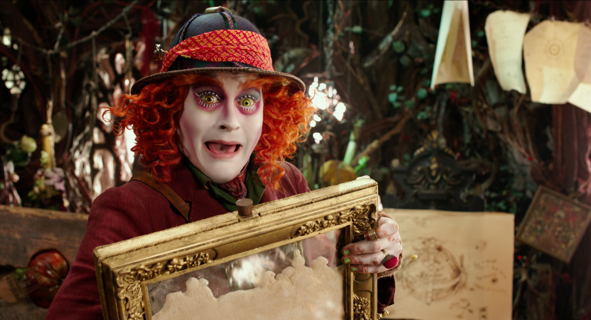 Johnny Depp is Hatter in Disney's ALICE THROUGH THE LOOKING GLASS, an all new adventure featuring the characters from Lewis Carroll's beloved stories..