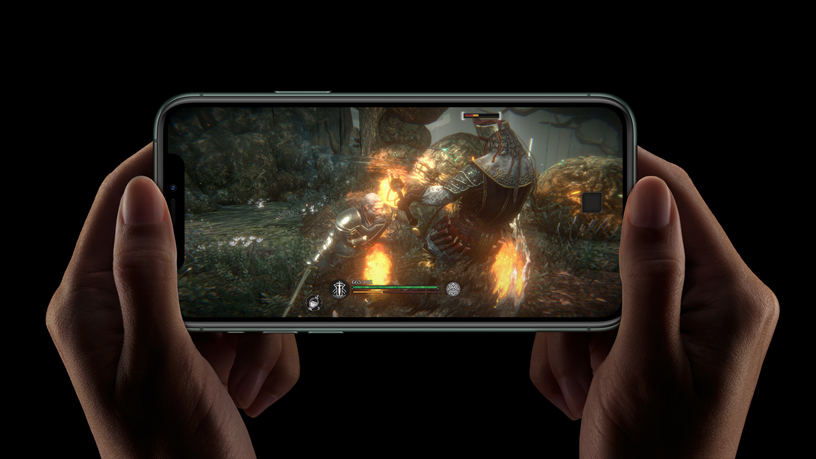 iPhone with game on screen.