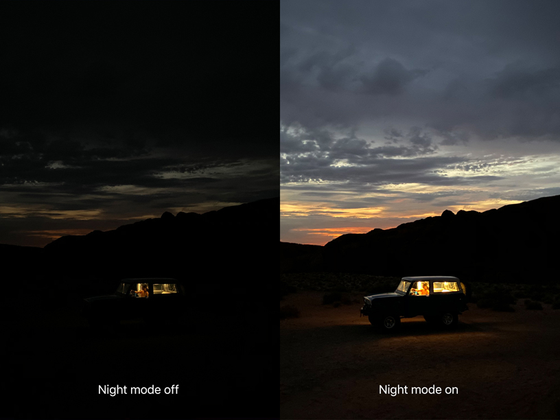 Shot on iPhone Night mode comparison.