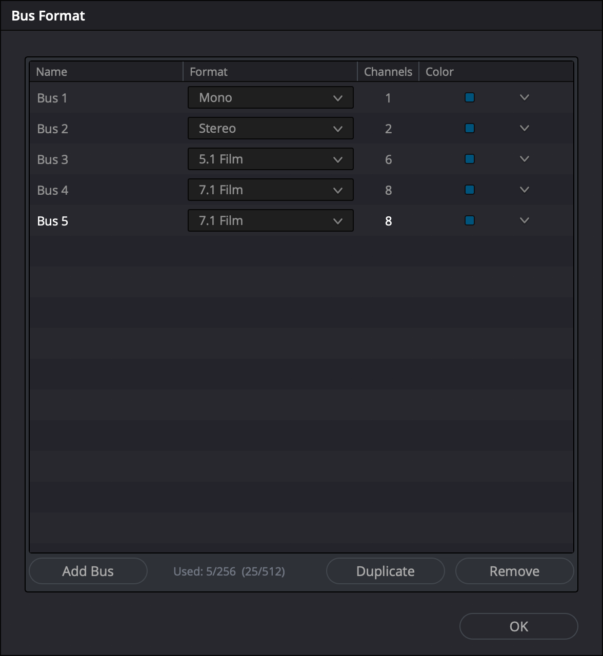 Bus Format dialog box