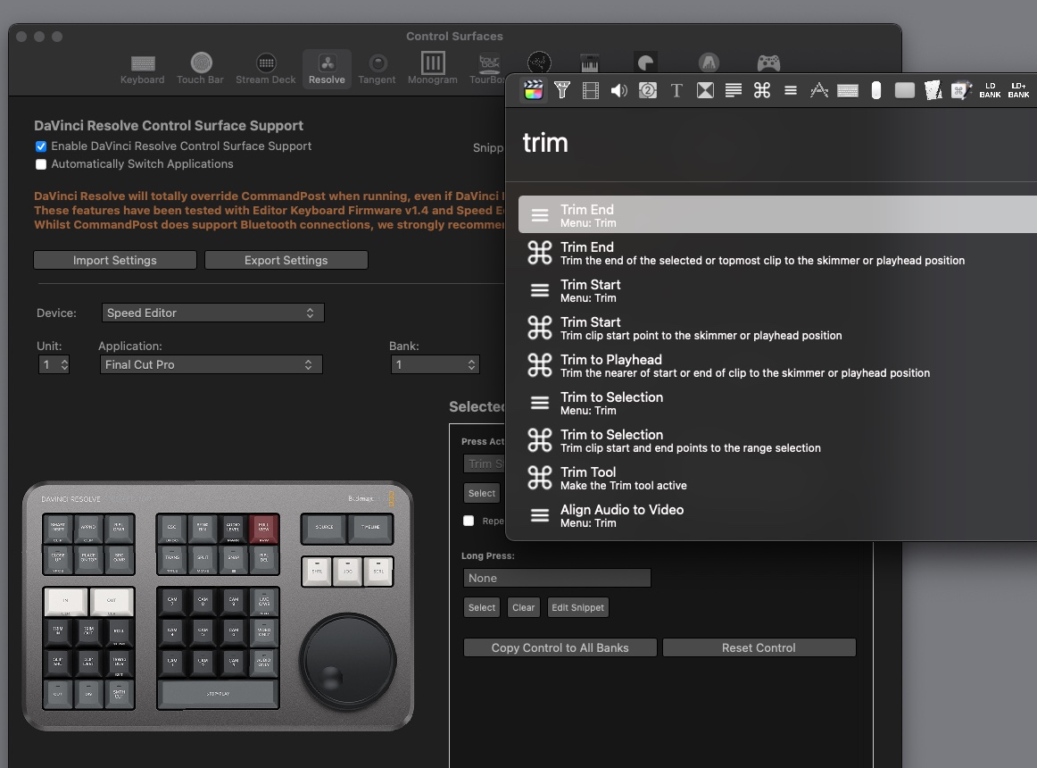 CommandPost adds support for the DaVinci Resolve Speed Editor 10