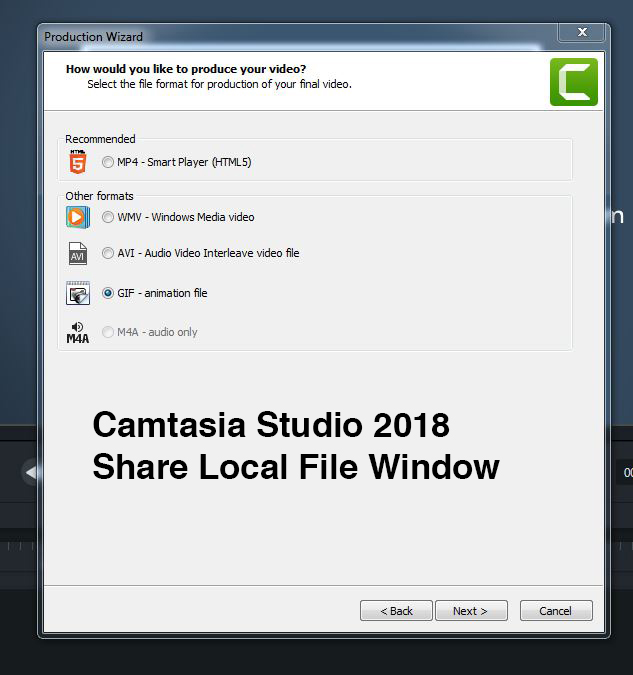 Camtasia Studio 2018 Current Export Window