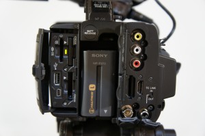 The PXW-Z100's card slots. 