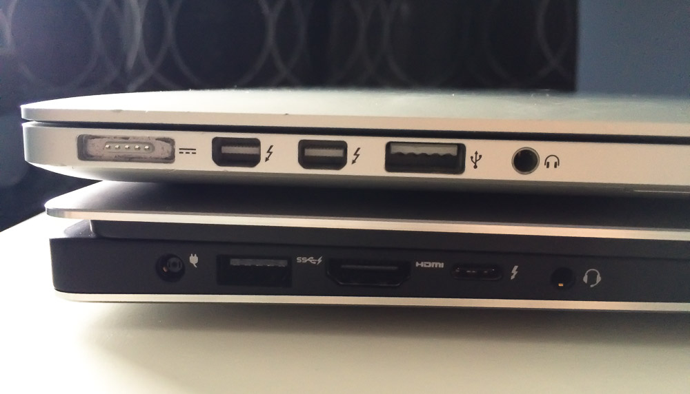 That single Thunderbolt 3 port on the 5510 is the USB 3 connector. Hmm..I need to clean the dirt out of the Mac's MagSafe port!