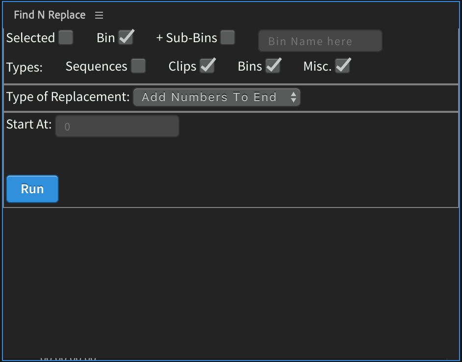 Find N Replace - a very useful Adobe Premiere Pro extension for batch renaming of clips 5