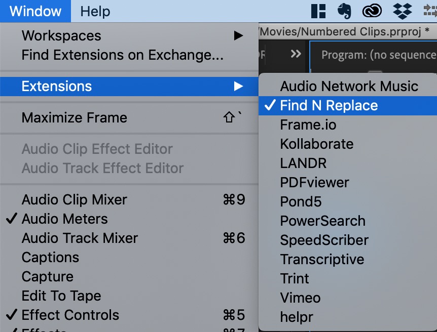 Find N Replace - a very useful Adobe Premiere Pro extension for batch renaming of clips 4