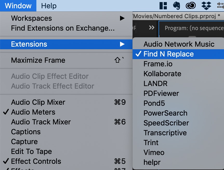 Find N Replace - a very useful Adobe Premiere Pro extension for batch renaming of clips 2