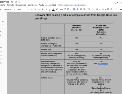 Google Docs tables for WordPress (and more) in 2022 31