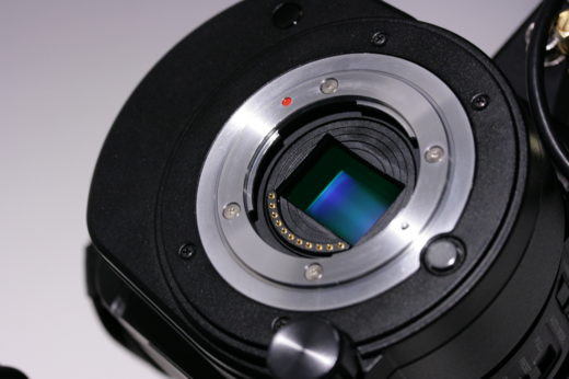 Micro four-thirds lens mount on a JVC GY-LS300 camera