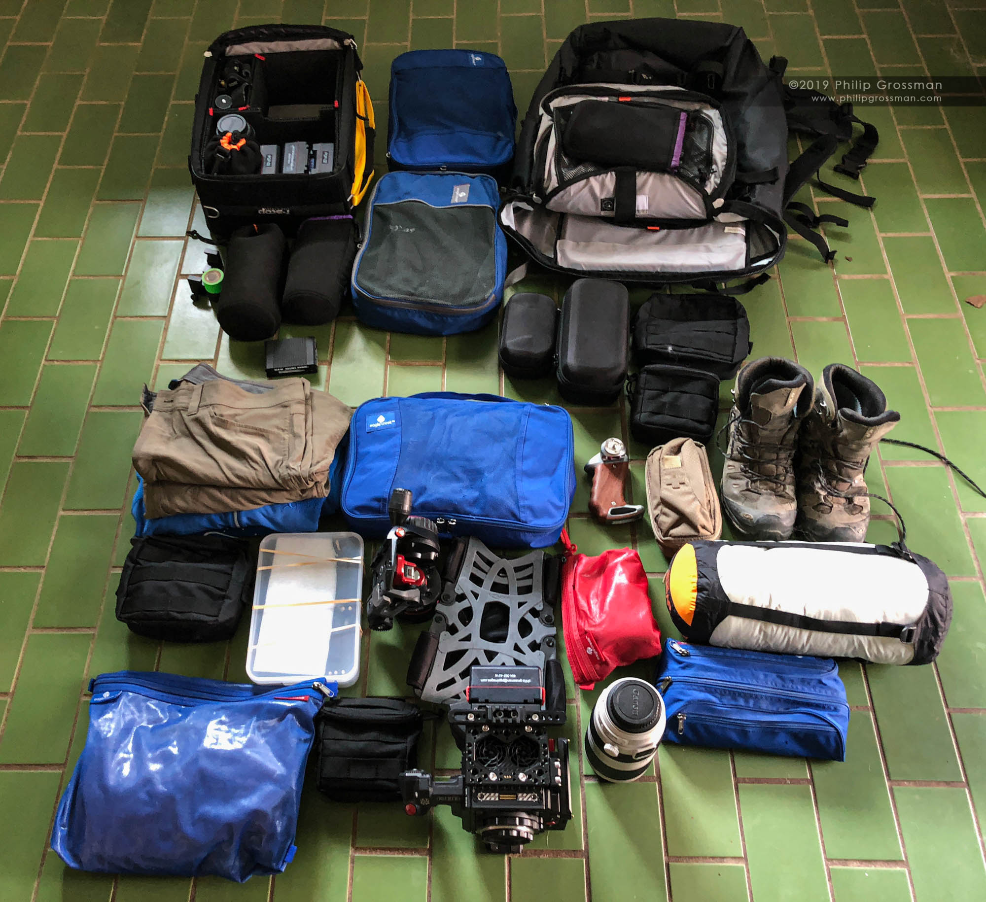 Philip's typical load out for an expedition. 