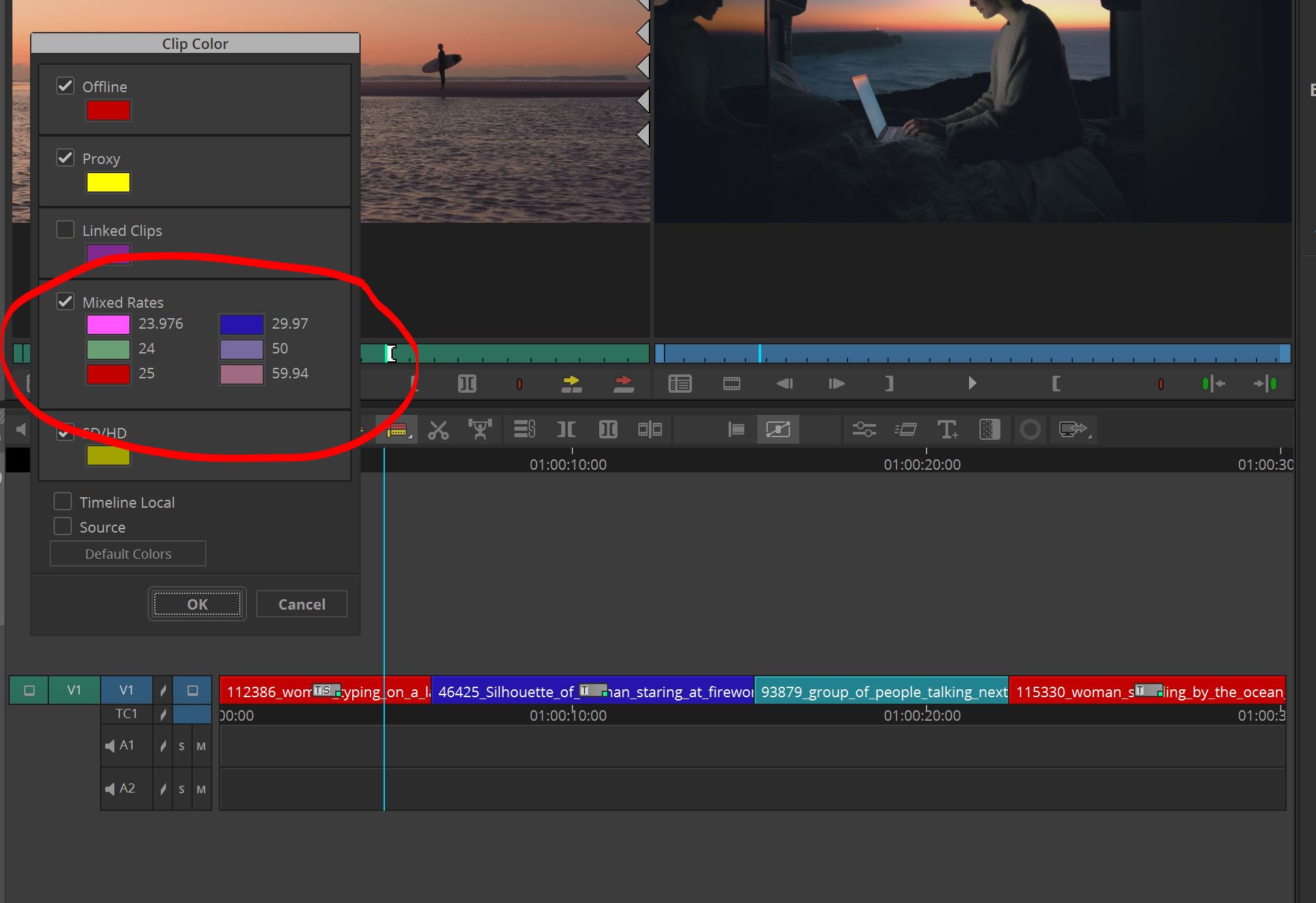 Media Composer Clip Color in your timeline