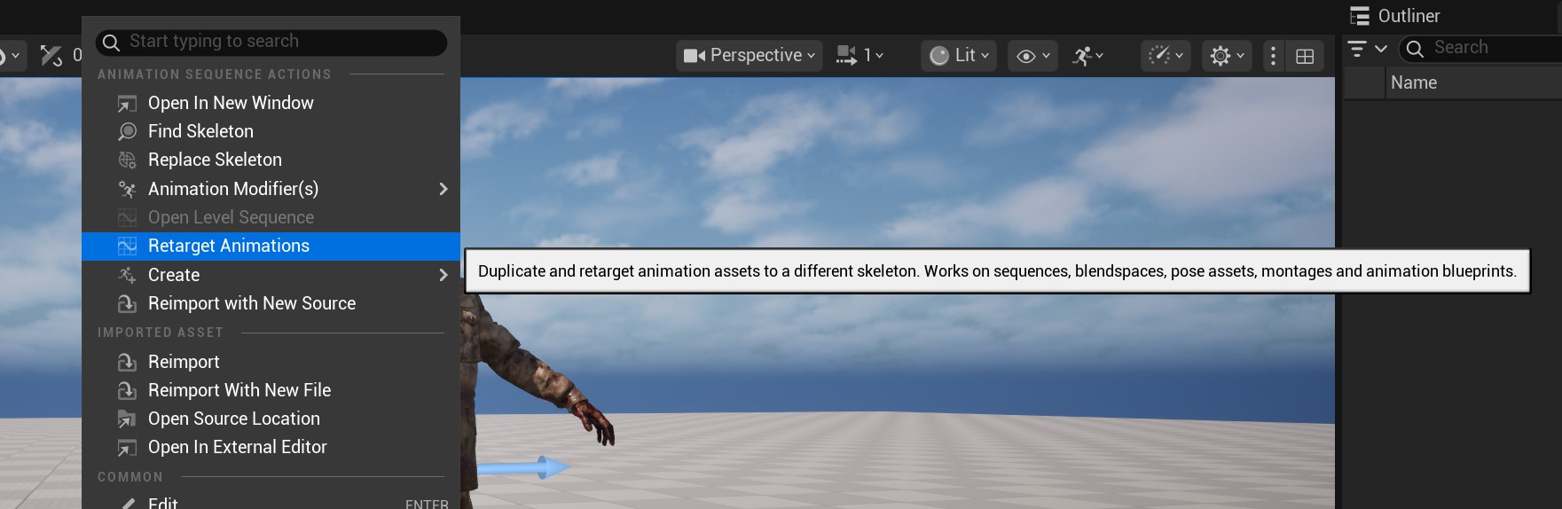 Unreal Engine 5 - Animation Importing & Retargeting Part 1 14 Skeletal Mesh Search