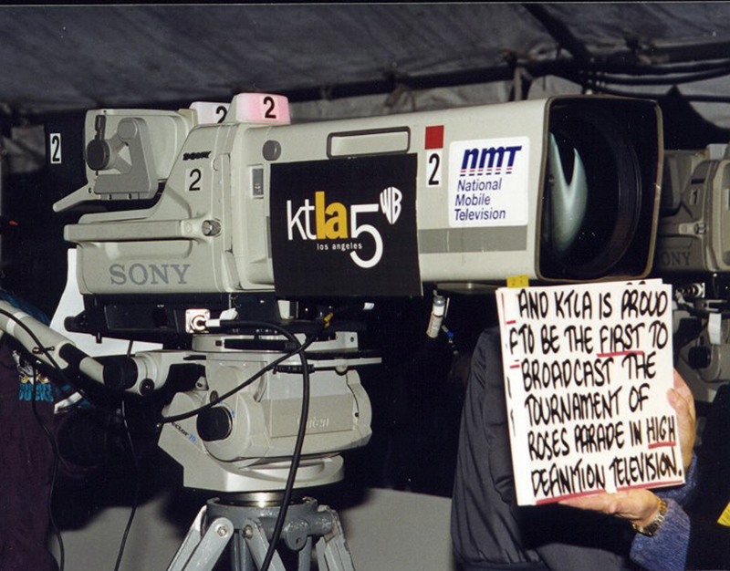 KTLA broadcast the high definition coverage of the Tournament of Roses Parade in 1999 using a truck rented from National Mobile Television (NMT). From the collection of John Silva