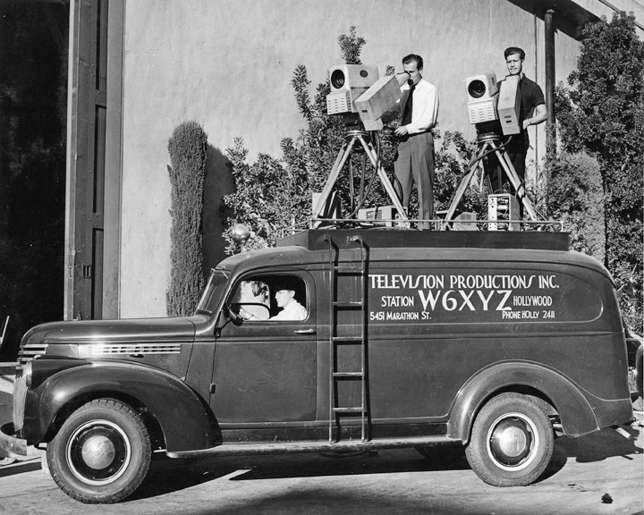 KTLA's first remote unit/control room. Original Dumont cameras on the roof. From the collection of John Silva