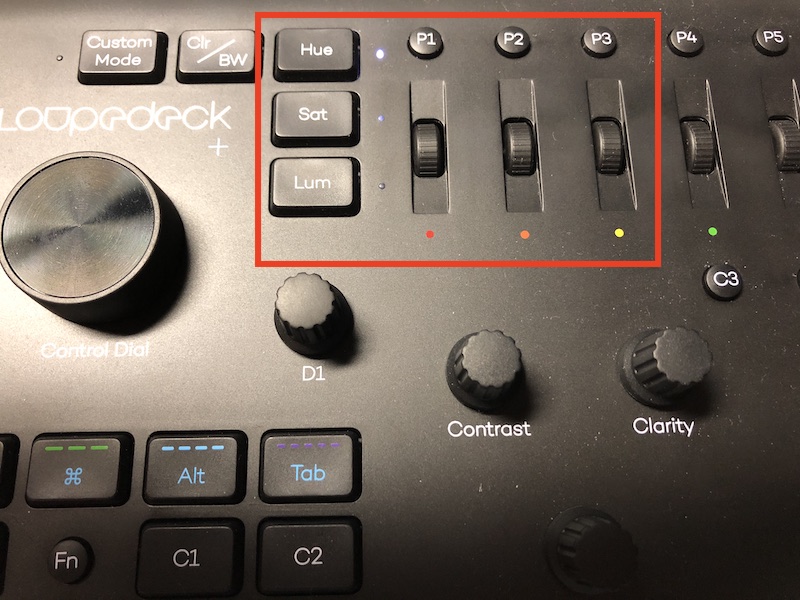 Adobe Premiere Pro Loupedeck Hue Sat Lum scrolls