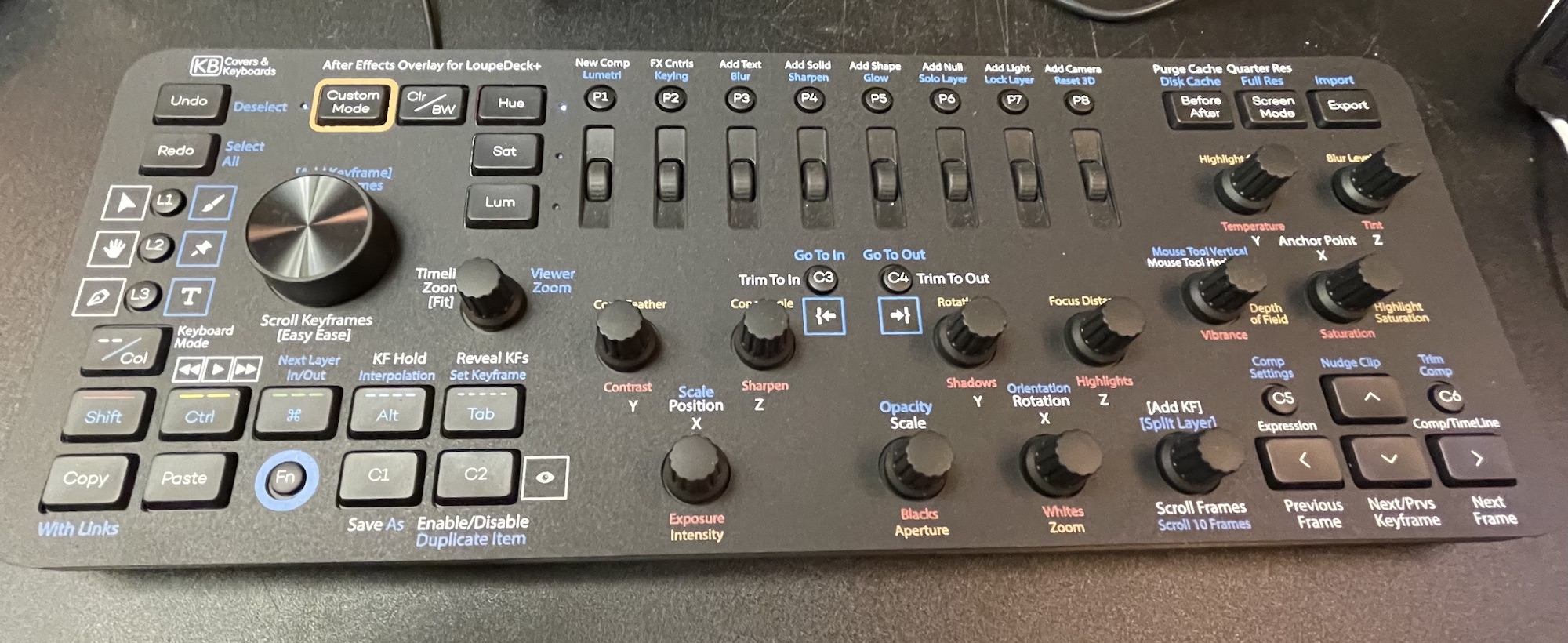 Custom video editing overlays for the Loupedeck+ control surface 166