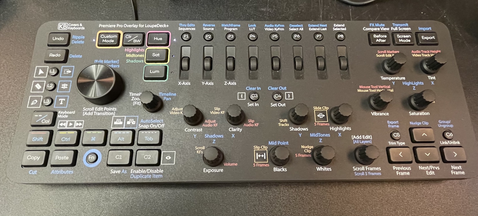 Custom video editing overlays for the Loupedeck+ control surface 163