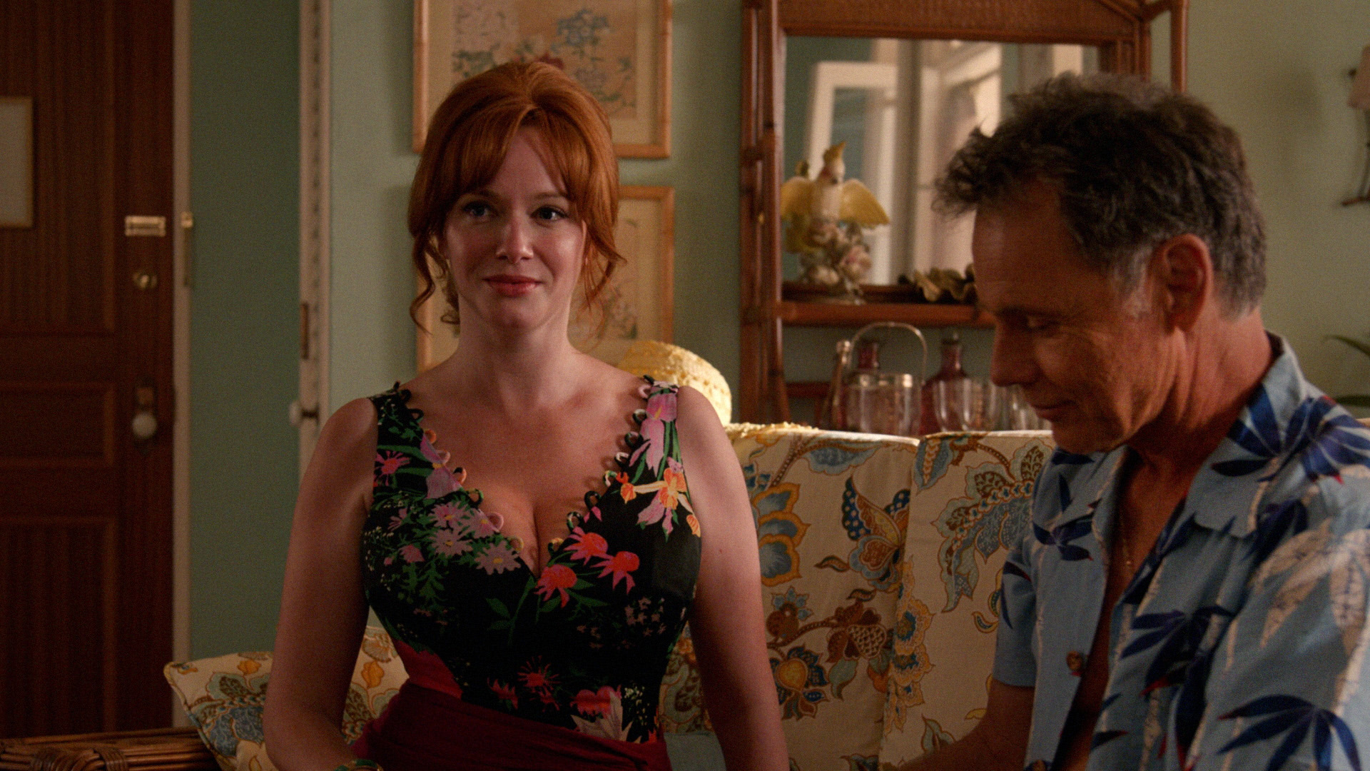 Christina Hendricks as Joan Harris and Bruce Greenwood as Richard Burghoff - Mad Men _ Season 7, Episode 14 - Photo Credit: Courtesy of AMC