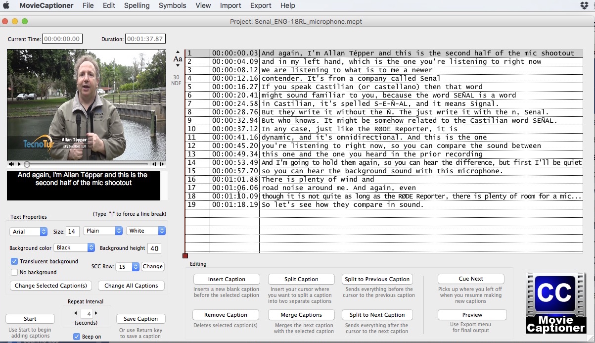 Review: MovieCaptioner for Mac creates all type of subtitles and closed captions 13