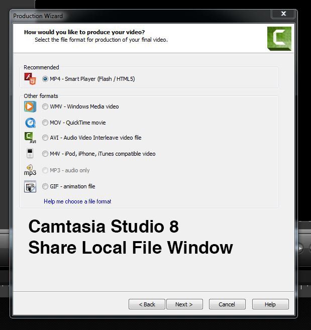 Camtasia Studio 2018 - Old File Production Screen