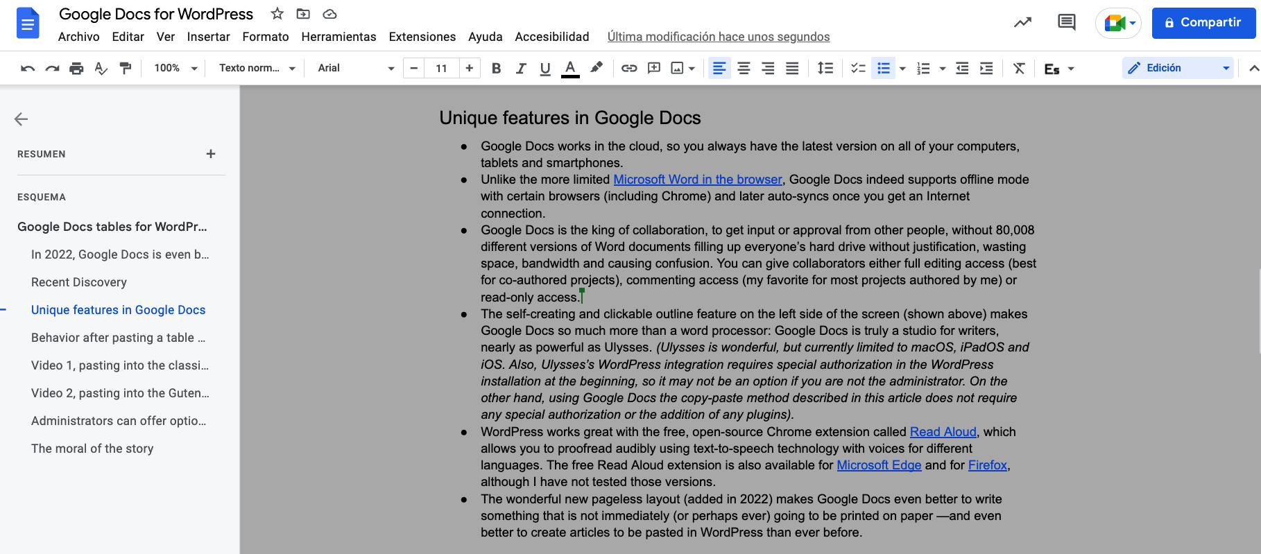 Google Docs tables for WordPress (and more) in 2022 9