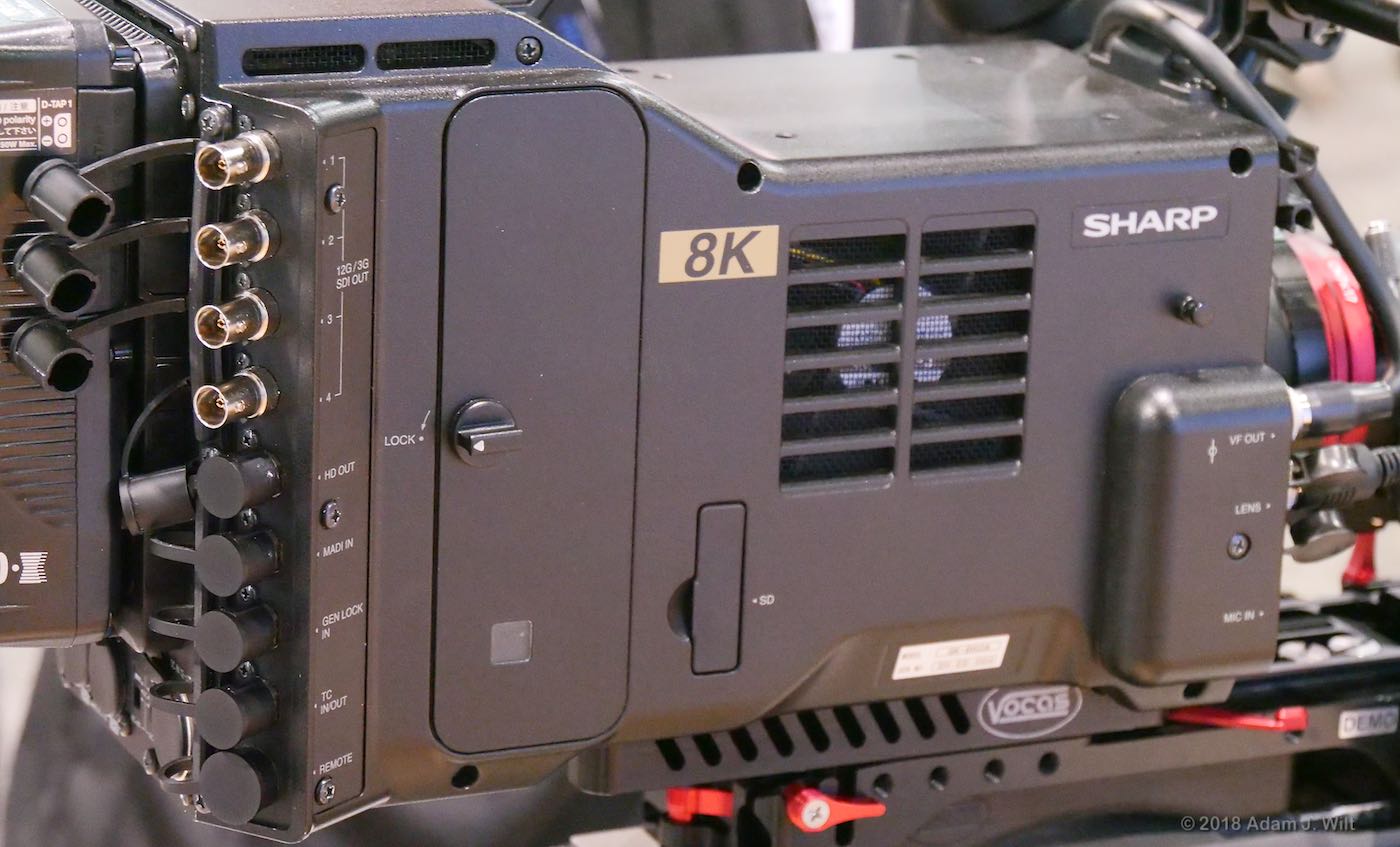 Sharp 8K camcorder: cooling fan and four SDI spigots for live 8K