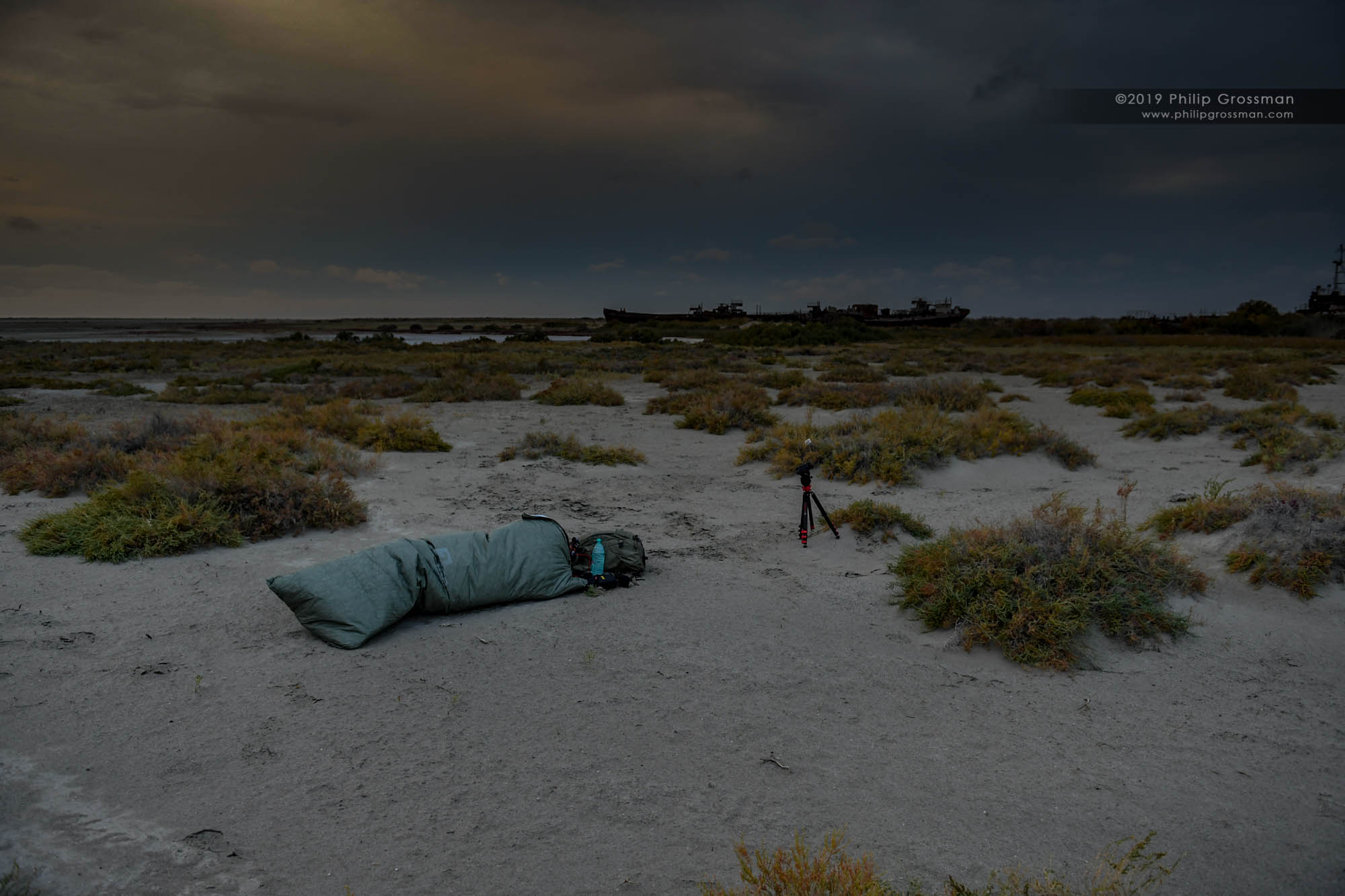 Philip sleeping early morning in the Arial Desert.