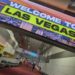 A large sign reading "welcome to Las Vegas" in the central hall lobby of the Las Vegas Convention Center.