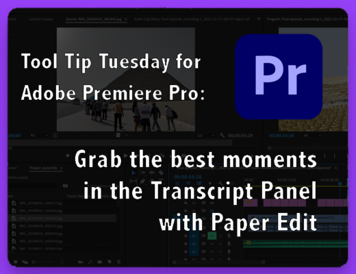 Tool Tip Tuesday for Adobe Premiere: Grab the best Moments in the Transcript Panel with Paper Edit 7