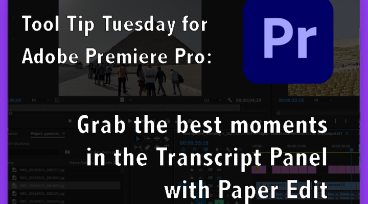 Tool Tip Tuesday for Adobe Premiere: Grab the best Moments in the Transcript Panel with Paper Edit 24
