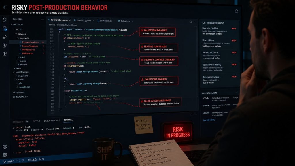 The rise of the independent AI-assisted developer Tools: warnings and considerations 4 Post production risky behavior