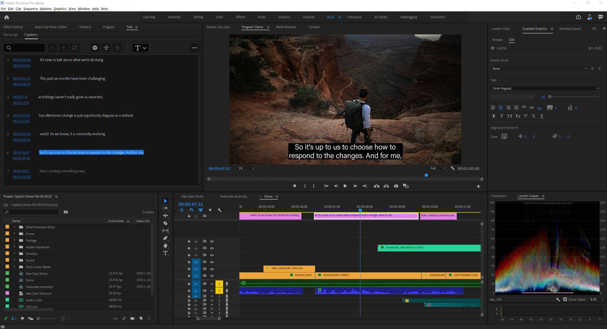 Adobe Premiere Pro caption track