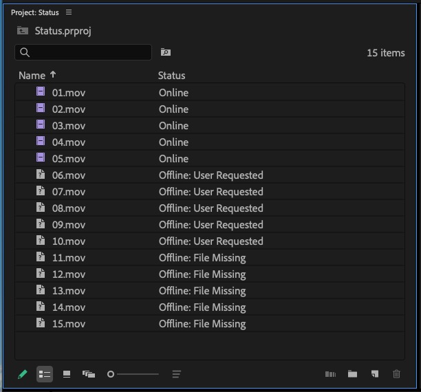 Tool Tip Tuesday for Adobe Premiere Pro: Understanding the Status column 15 Tool Tip Tuesday for Adobe Premiere Pro: Understanding the Status column 15