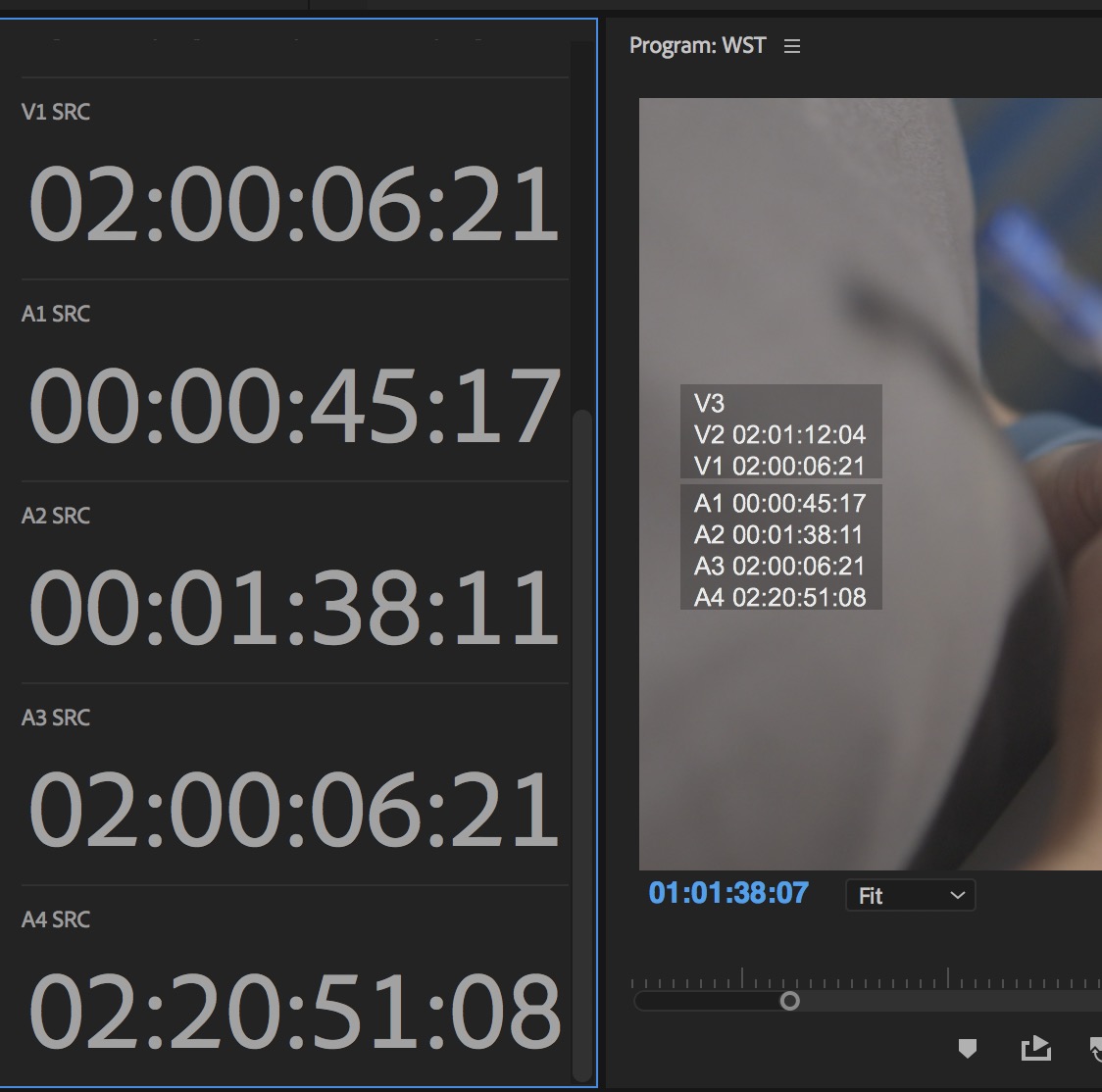 Adobe Premiere Pro timecode overlays