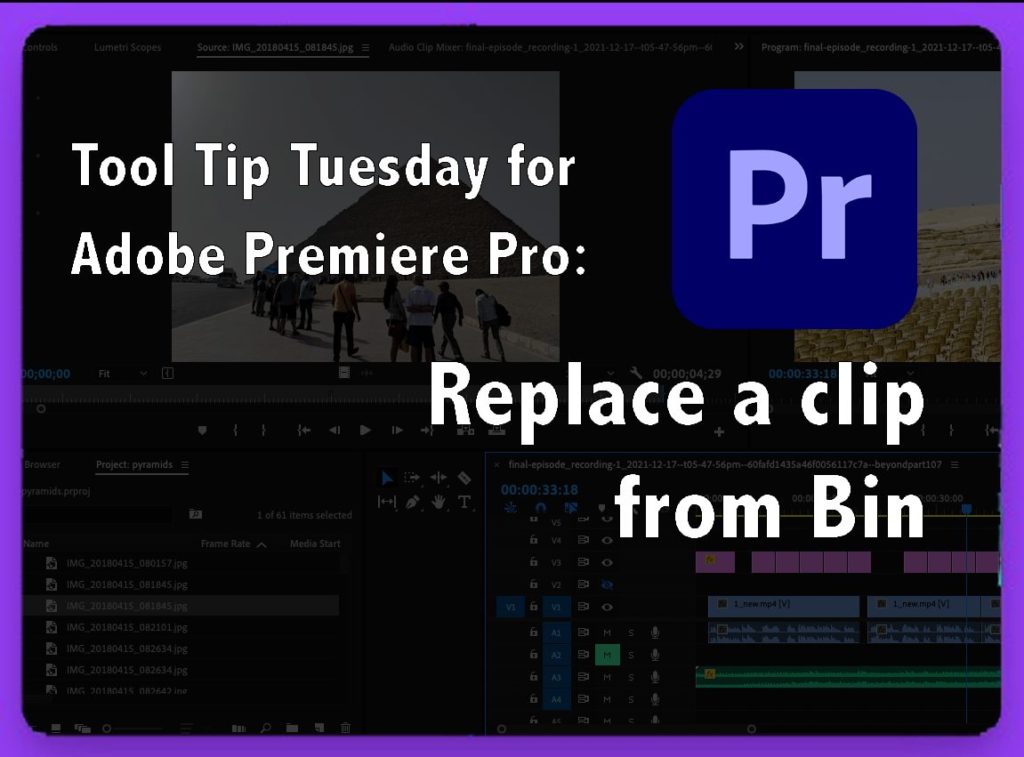 Tool Tip Tuesday for Adobe Premiere Pro: Replace from Bin 1
