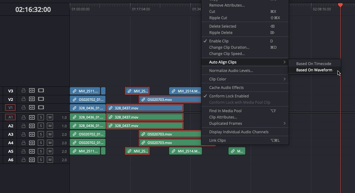 Resolve-17 auto align