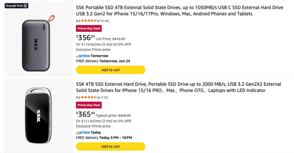 Any good external SSD deals for Amazon Prime Day? 13