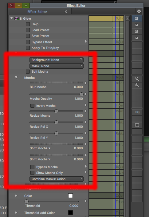 Media Composer Effects Editor with Sapphire 11 S_Glow and Mocha integration