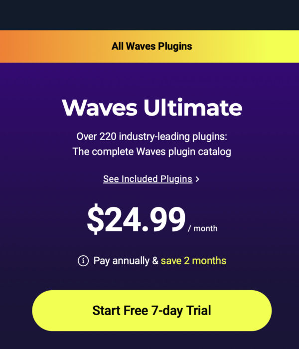 Waves audio goes subscription with Waves Creative Access 1